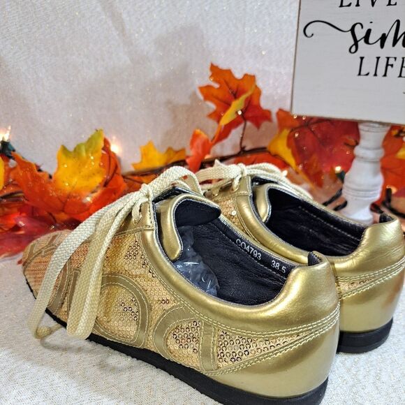 NWOT Authentic Dolce & Gabbana Gold Sequin Trainer - Picture 12 of 14